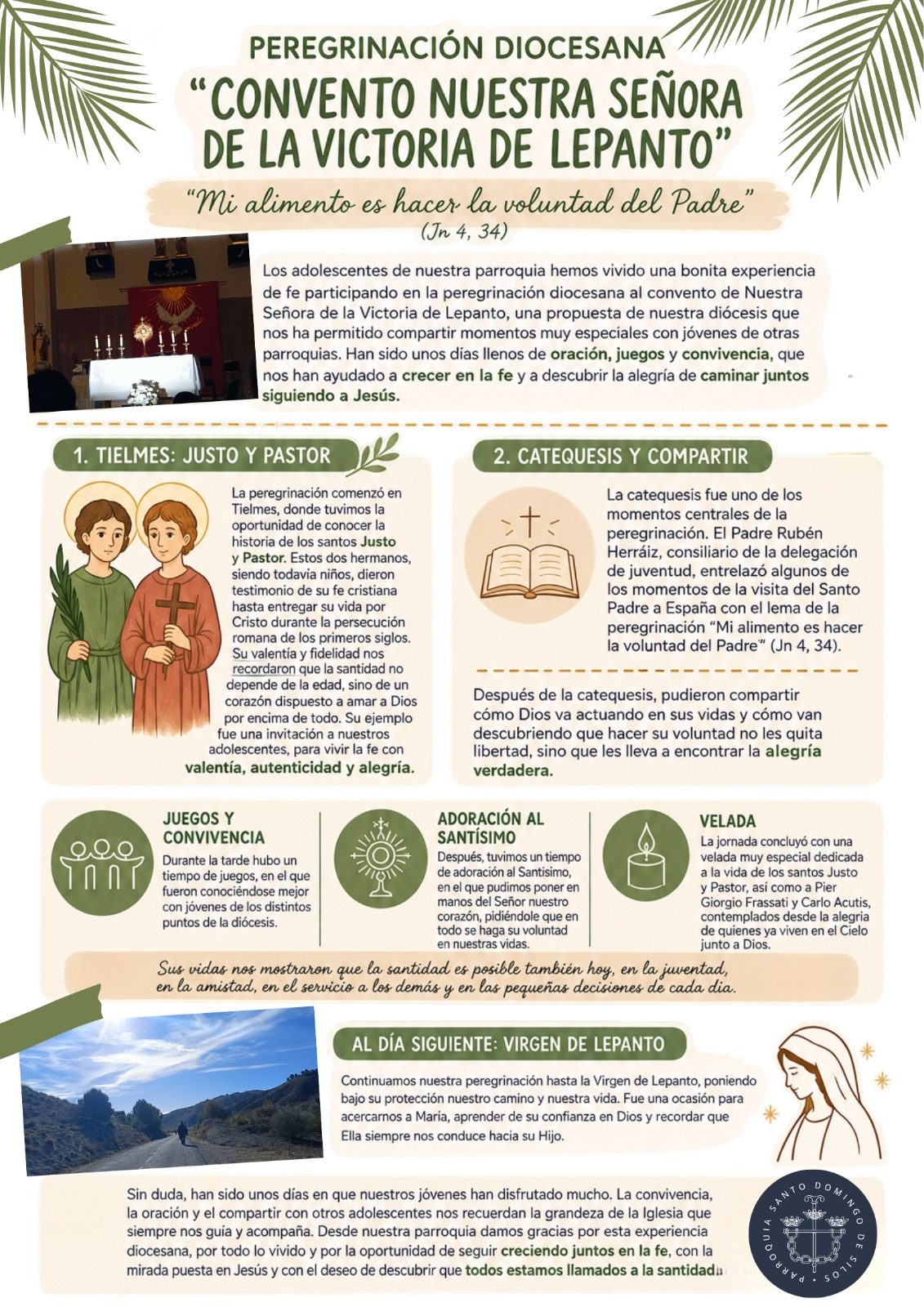 Peregrinación diocesana de adolescentes al convento de Nuestra Señora de la Victoria de Lepanto (24 y 25 de octubre de 2026)